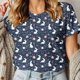 thumbnail image 5 of Camiseta de Cuello Redondo de Manga Corta de la Mujer, Top de Moda para Invierno Y Primavera Impresa de Navidad Casual 3/4, 5 of 6