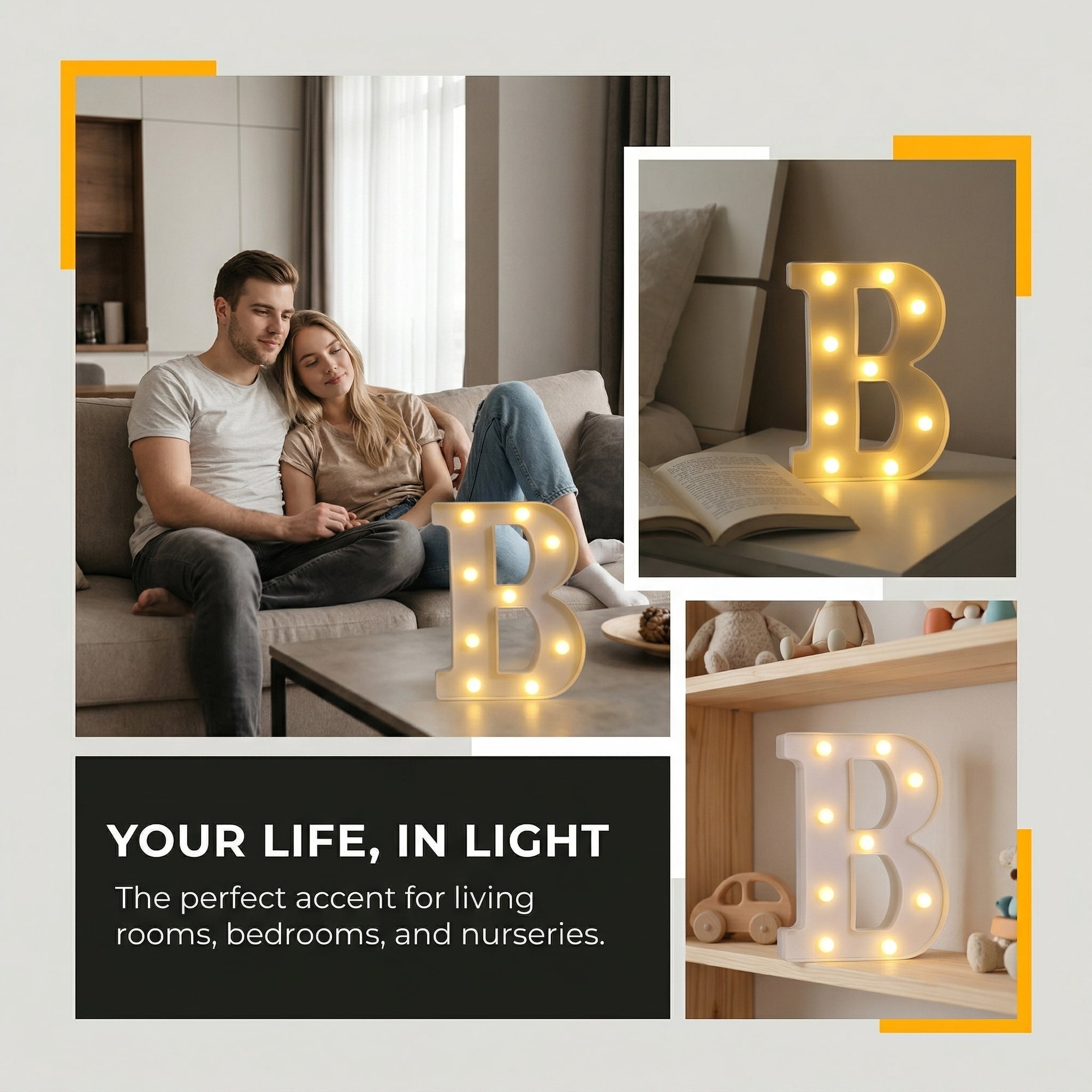 Unique Bargains Marquee Letters With Lights LED Light Up Signs Letter B 6.5"L x 1.5"W x 8.5"H