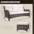 thumbnail image 5 of Meetleisure 3-Piece Wicker Outdoor Patio Sofa And Ottoman, Beige, 5 of 9