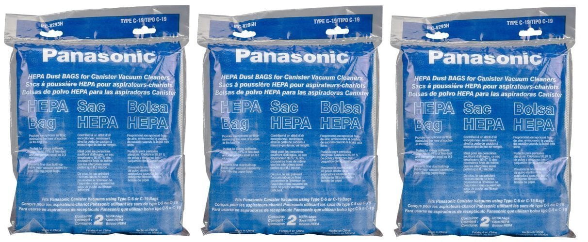 Panasonic MC-V295H Type C-19 Canister HEPA Vacuum Bag Pack of 6 for sale online 