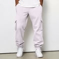 thumbnail image 2 of Basysin Men Jogger Cargo Pants Elastic Drawstring Waist With Pockets Trousers Solid Color Lounge Walking Jogging Outdoor Casual Workout Home, 2 of 6