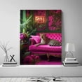 thumbnail image 5 of Mudket Leopard on Hot Pink Sofa Canvas Wall Art, Maximalist Luxury Trendy Wall Art Print Waterproof Canvas for Preppy Living Room Apartment Home Decor, Framed Ready to Hang - 36"L x 24"W, 5 of 9