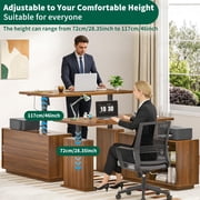 Electric L Shaped Standing Desk with Storage, 55 Mid Century Adjustable Height Sit Stand Desk