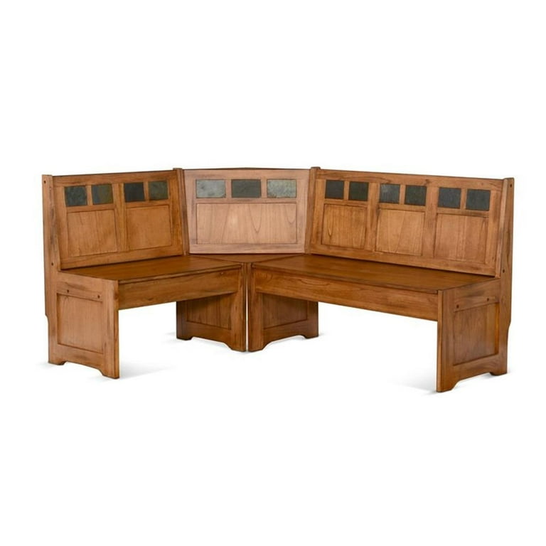 Pemberly Row Farmhouse Style Wooden Breakfast Nook Set Rustic Oak Corner Bench with Kitchen Storage Seating Walmart