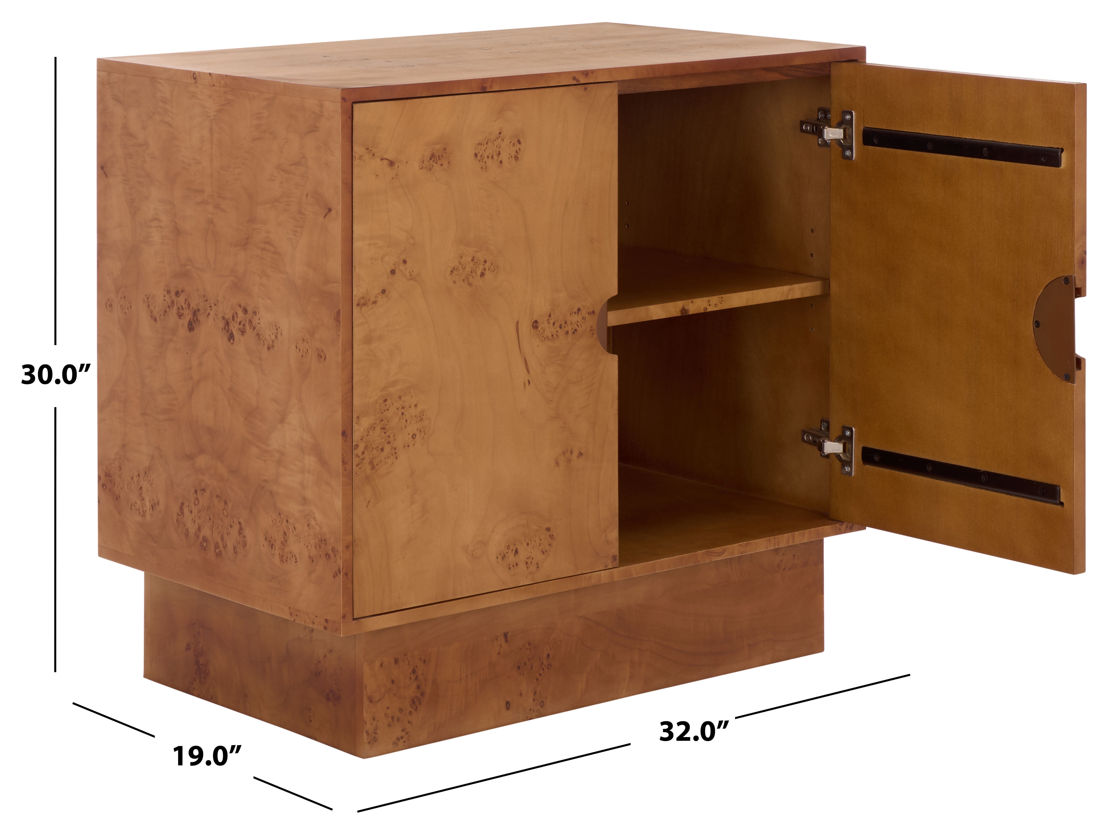 Safavieh Couture Tessly Burl Veneer Chest, Walnut Burl/Brass