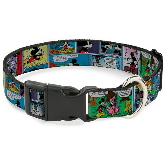 Disney Pet Collar, Dog Collar Plastic Buckle, Mickey Minnie Comic Strip, 8.5 to 12 Inches 0.5 Inch Wide