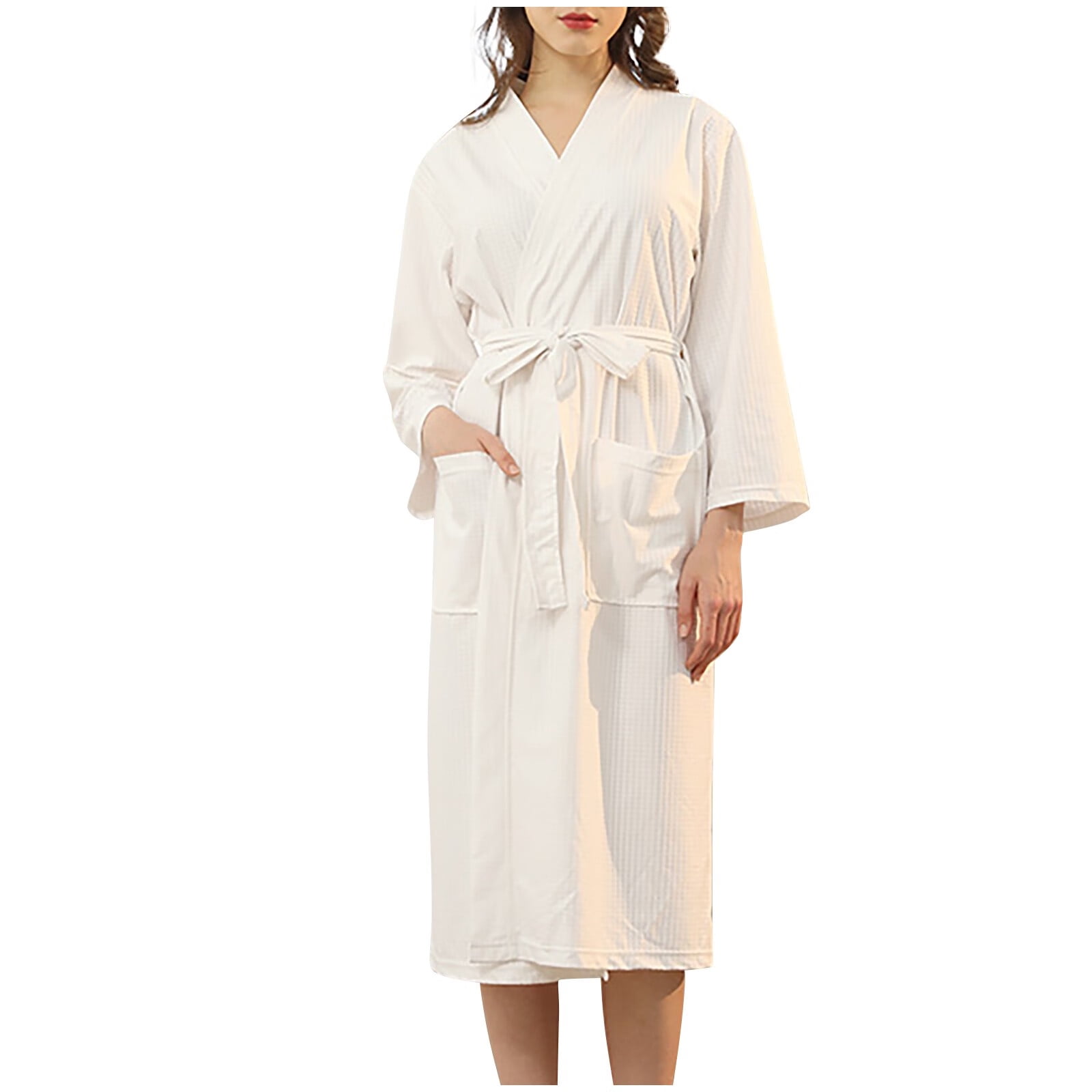 Women'S Sleepwear Unisex Pocket Breathable Knee Length Bathrobe