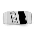 thumbnail image 5 of Diamond2Deal 925 Sterling Silver Cubic Zirconia and Onyx Ring Size 9 for Men's, 5 of 8