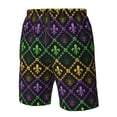 thumbnail image 5 of Kdxio Mardi Gra Geometric Pattern Mens Casual Shorts - Drawstring Summer Beach Sports Shorts for Men, 5 of 9