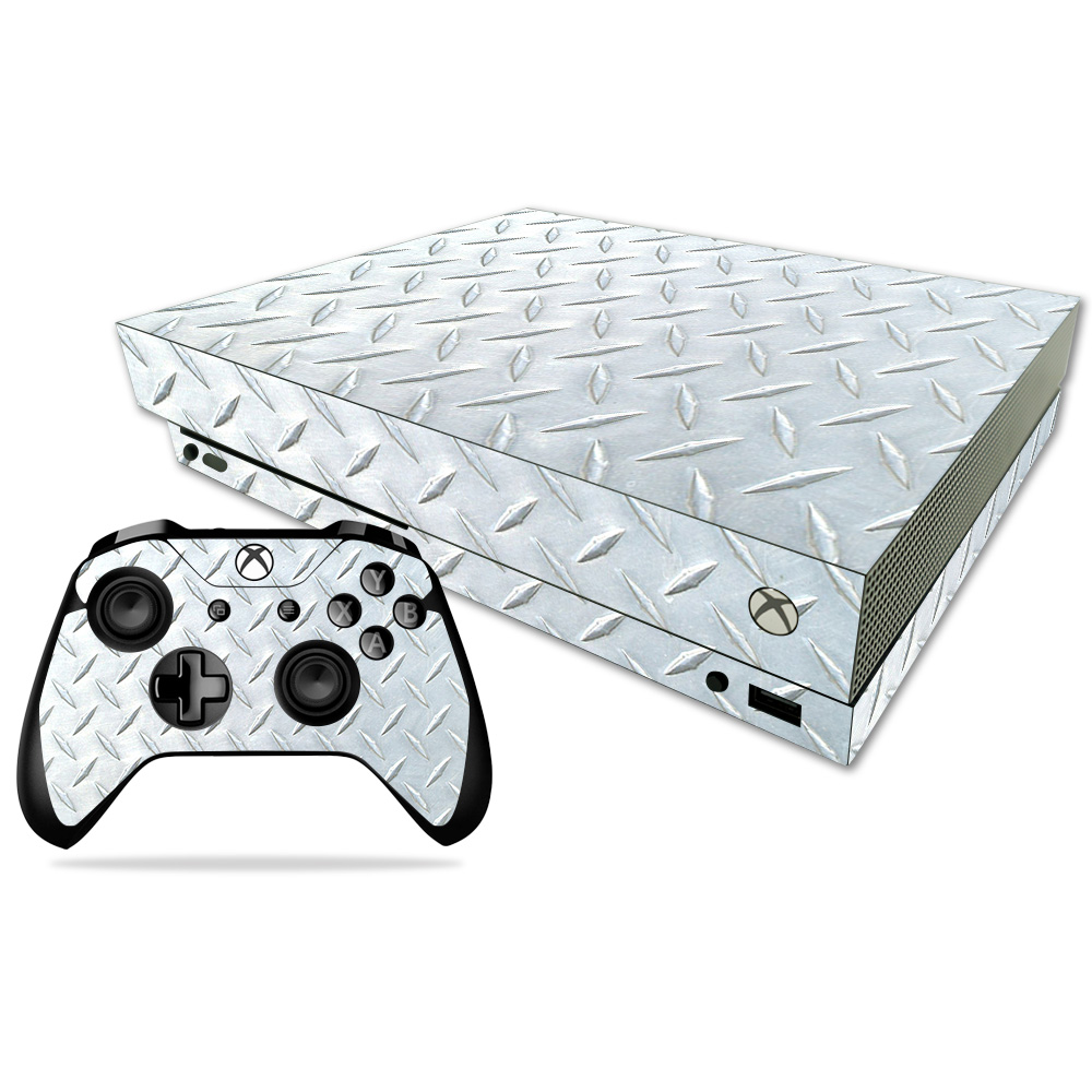Skin Decal Wrap for Microsoft Xbox One X Diamond Plate