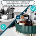 thumbnail image 5 of 11" White Lazy Susan, 2.4" Striped Fence Rotating Storage Rack, Turntable for Cabinet, 360 Rotating Makeup Organizer, Kitchen Turntable Organizer, Perfume Tray with Gold Plated 4 Legs, 5 of 9