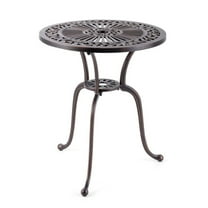 FASCK 24 Inch Round Cast Aluminum Bistro Table with 2" Umbrella Hole, Small Patio Dining Table for 2 People, All-Weather Outdoor Cafe Table for Garden & Balcony