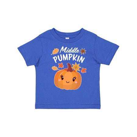 

Inktastic Middle Pumpkin with Fall Leaves Gift Toddler Boy or Toddler Girl T-Shirt