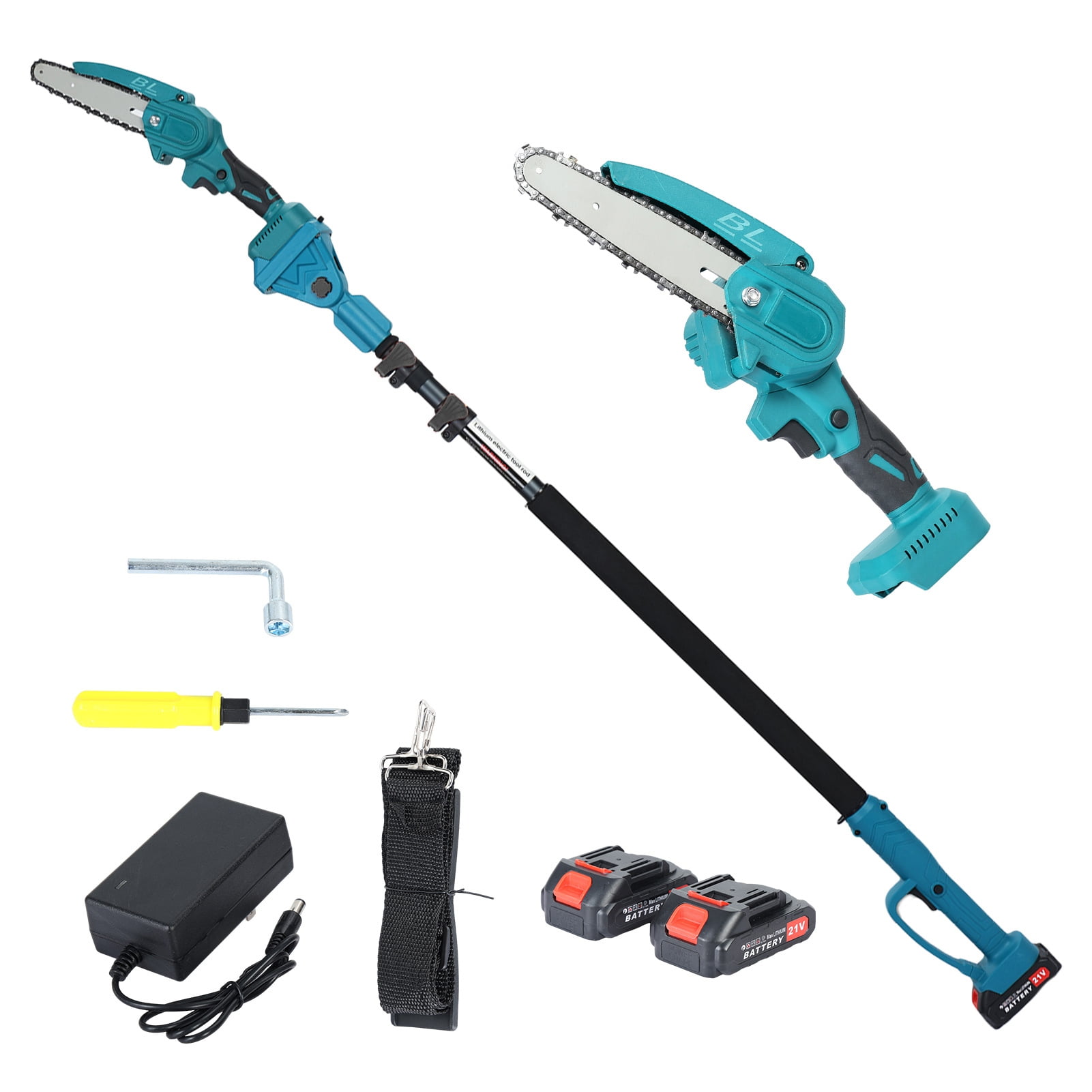 Arlohe 6-Inch Electric Pole Saw,800W Brushless Motor,4.6-9.8ft Retractable Pole,2x2000mAh Batteries,Landscape Gardening Tool