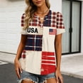 thumbnail image 5 of LWavelet Fourth of July Shirts for Women Short Sleeve Tops V-Neck Casual USA Patriotic Floral Embroidered Tee Multicolor S, 5 of 7