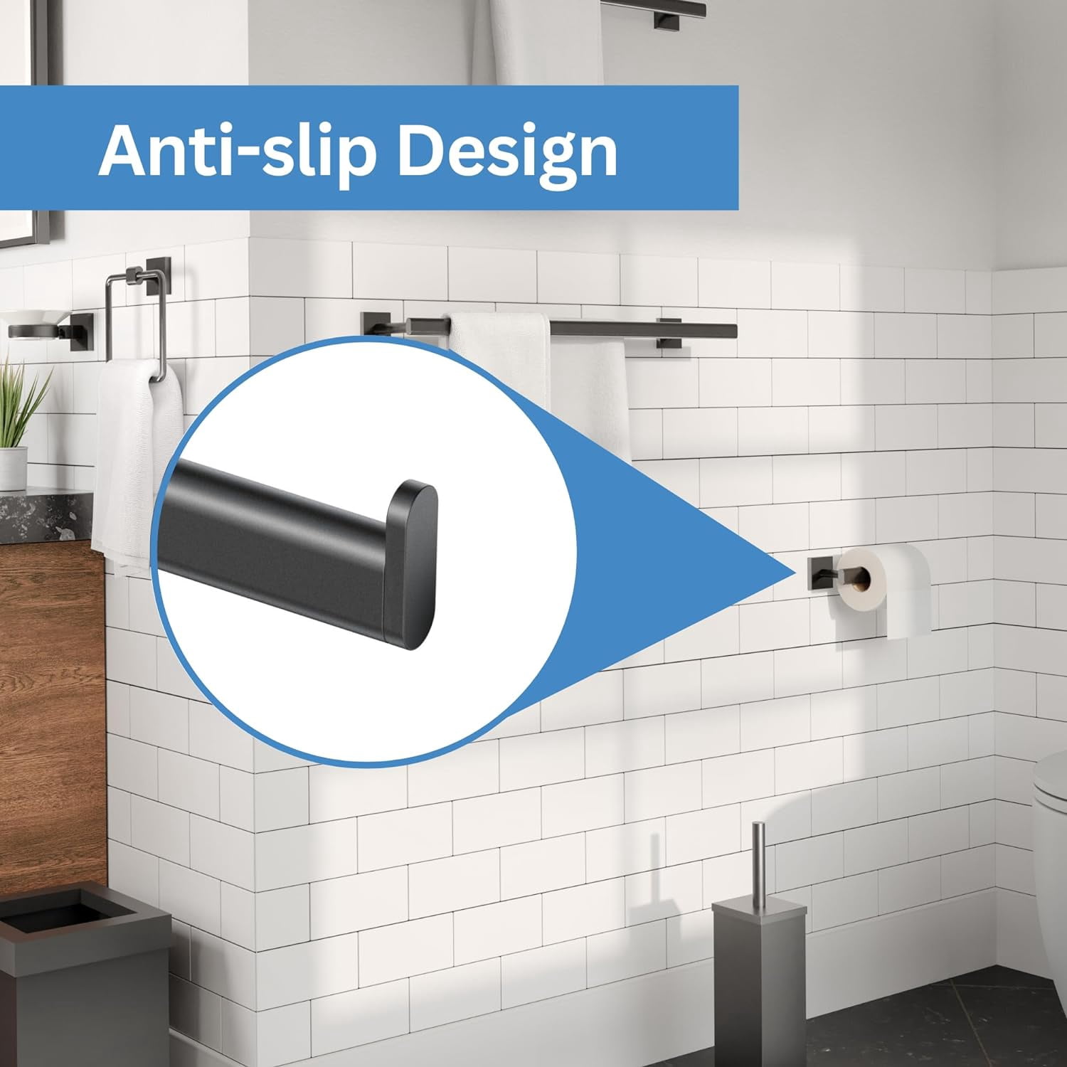 Gatco 5583MX Waterline Wall Mounted Euro Toilet Paper Holder, Matte Black