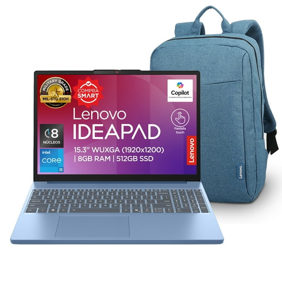 Laptop Lenovo Idea Pad Slim3 CI5H Gen 13th RAM 8GB SSD 512GB Azul Touch más mochila