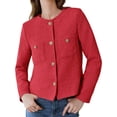 thumbnail image 5 of Long Sleeve Women's Tweed Jackets Business Button Down Casual Cropped Blazer with Pockets, 5 of 6