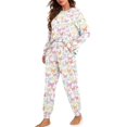 thumbnail image 2 of FOR U DESIGNS Colorful Butterfly Drawstring Pajamas for Women Set Long Sleeve Crew Neck Tops and Pants with Pockets 2 Piece Size S Sleepwear Comfortable Nightwear Fall, 2 of 6
