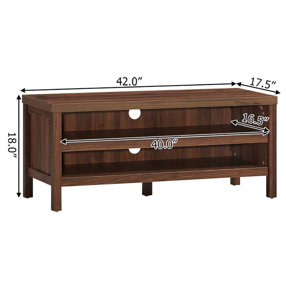 Finihen TV Stand, TV Cabinet, 3-Tier TV Stand Console Cabinet for TV's up to 45 Inch with Storage Shelves, Media Entertainment Center with Storage, for Living Room, Bedroom, Walnut