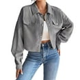 thumbnail image 6 of Elegant 2025 Women'S Corduroy Jacket Short Zip Up Cardigan Coat Vintage Fall Winter Fashion Trending Outerwear Cropped Trench Coat For Women, 6 of 13