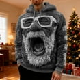 thumbnail image 2 of Men's Christmas Flannel Hooded Sweatshirt Winter Warm Lined Pullover Casual Streetwear Top With Front Pocket Grey 3XL, 2 of 5
