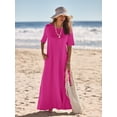 thumbnail image 4 of Merokeety Womens Summer Crewneck Maxi Dress Rose XL, 4 of 5