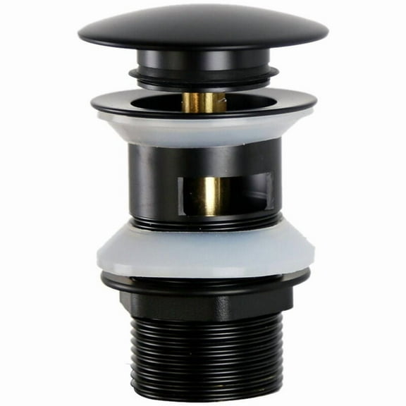 Universal G1 1/4" Brass Pop up Sink Drain Waste for Sink with Overflow Overflow, Click-Clack System, Tool-Free Installation, Matte Black