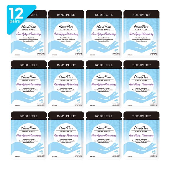 Bodipure HandPure Mascarilla para manos - Tratamiento reparador intensivo para manos secas y agrietadas - Guantes hidratantes antienvejecimiento - Repara manos ásperas y extra secas para mujeres y hom