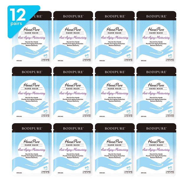 Bodipure HandPure Mascarilla para manos - Tratamiento reparador intensivo para manos secas y agrietadas - Guantes hidratantes antienvejecimiento - Repara manos ásperas y extra secas para mujeres y hom