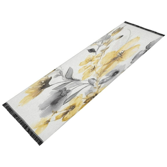 Vintage Modern Runner Rug,Non Slip Machine Washable 72"x23.5" Polyester Material Pet-Friendly Durable,Applicable to Entryway Rug Living Room Rug Gray and Yellow