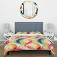 thumbnail image 3 of Designart "Embracing Boho Ikat Spirit In Teal And Yellow" Floral Bedding Covert Set - Cottage Bed Set With 2 Shams, 3 of 5