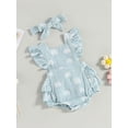 thumbnail image 3 of Bagilaanoe Newborn Baby Girl Rompers Rainbow Print Fly Sleeve Ruffles Bodysuit + Headband 6M 12M 18M 24M Infant Summer One Piece Jumpsuit, 3 of 9