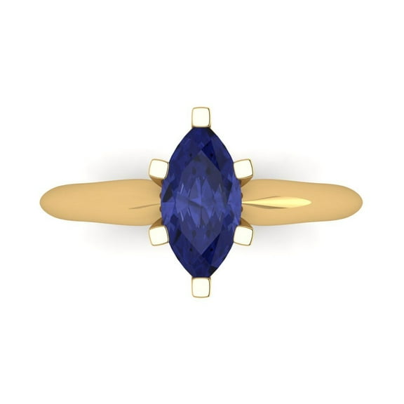 Clara Pucci 14K Yellow Gold 1ct Tanzanite Solitaire Ring for Women