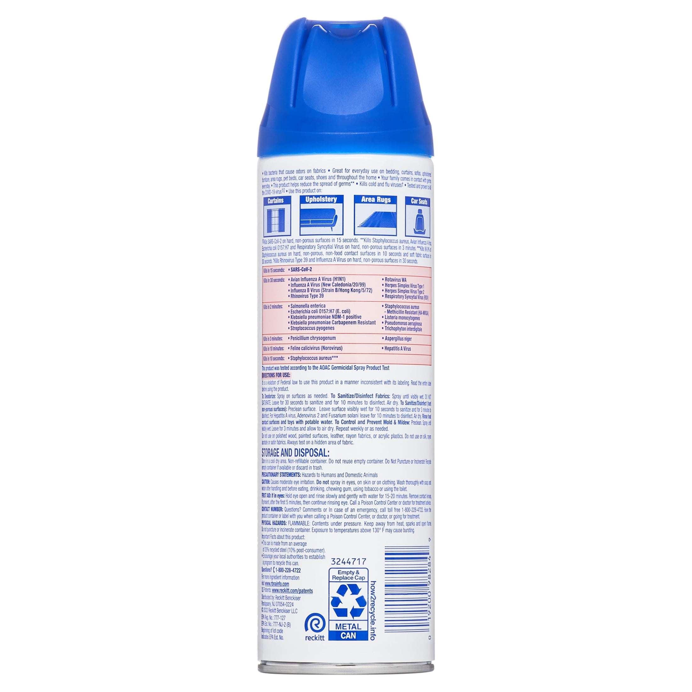 LYSOL Spray désinfectant textiles et vêtements sans lavage 500ml