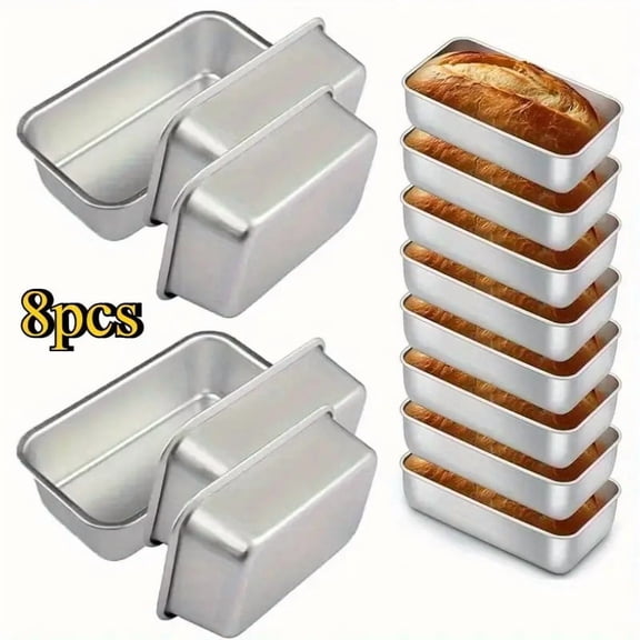 8pcs Bread Baking Tray, Mini Loaf Pans, Nonstick Loaf Pan, Rectangular Bread Pan, Aluminum Loaf Pans, Dessert Molds, Toast Brownie Molds, Kitchen Baking Essentials, 4.3x2.3x1.26inch