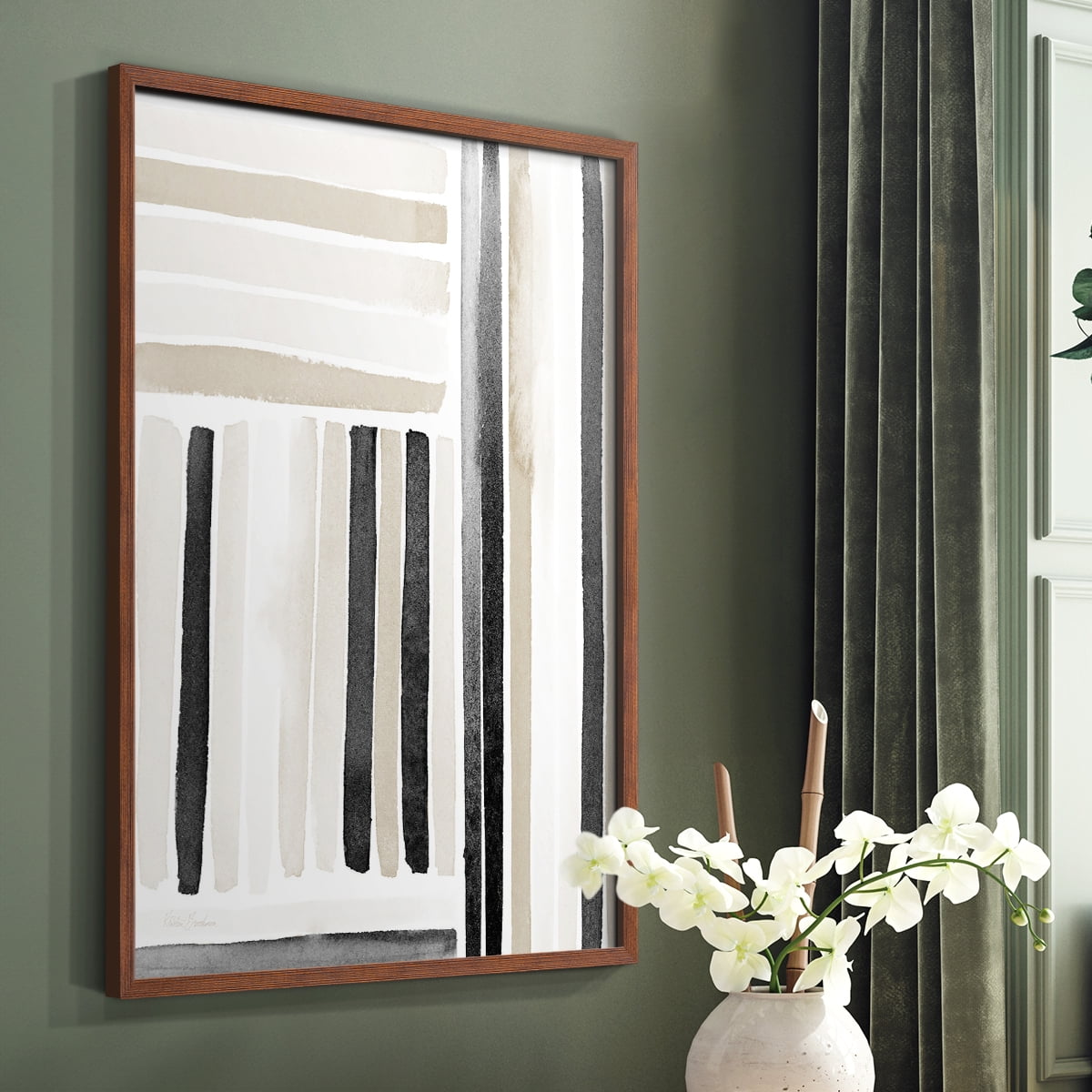Neutral Lines I in Brown Solid Wood 11 x 14 Framed Print