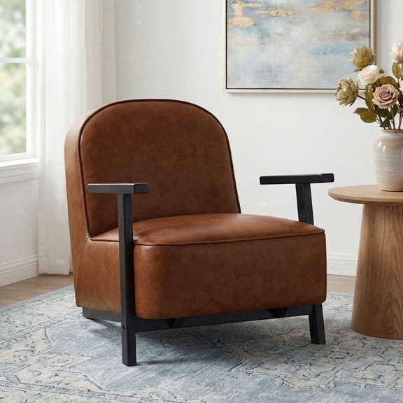 Gericco Accent Chair Armchair Modern Boucle Upholstery Wood Frame for Living Room and Bedroom, Brown