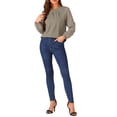 thumbnail image 2 of BLUSA DE CHIFFON PARA MUJERES INSPIRE CHIC CON ESCOTE EN FORMA DE LLAVE Y MANGAS PATCHWORK, TOP ELEGANTE PARA TRABAJO, M COLOR MARRÓN GRIS, 2 of 6