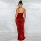 thumbnail image 5 of Gibobby Vestido de noche mujer Vestido de fiesta de recepción con dobladillo irregular de lentejuelas de malla con tirantes de color sólido sexy para mujer(Rojo,M), 5 of 5