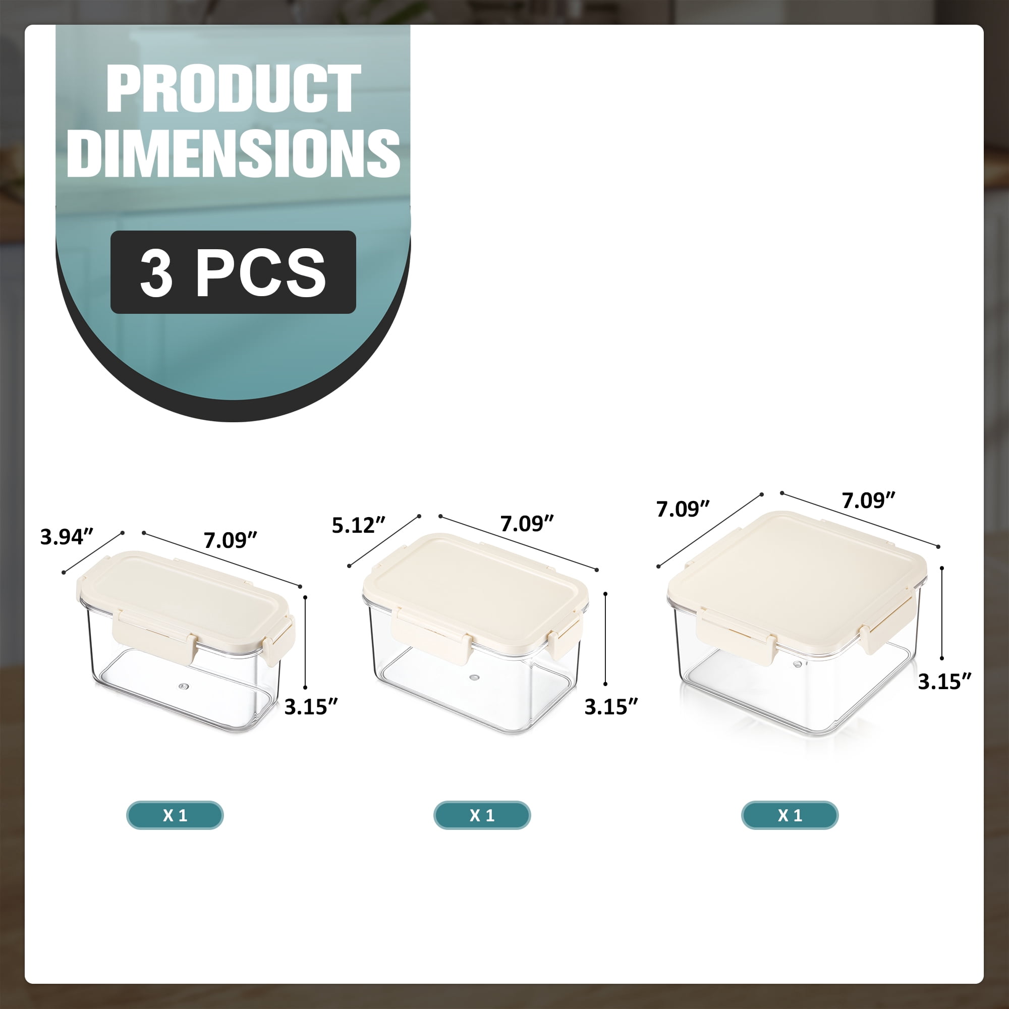 Sorbus 3-Pack Clear Standard Airtight Food Storage Containers – Assorted Sizes Pantry Organizer