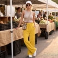 thumbnail image 6 of Women's Workout Sweatpants Wide Leg Relaxed Fit Drawstring Waist Athletic Lounge Pants, 6 of 7