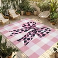 thumbnail image 2 of Outdoor Rug 5x8 ft Farmhouse Waterproof Outdoor Patio Rug Mat Non Slip Outside Area Rugs Carpet for RV,Camping,Porch,Deck,Pool,Balconybackyard,Pink Checkered Leopard Print Bow Pink Black, 2 of 9
