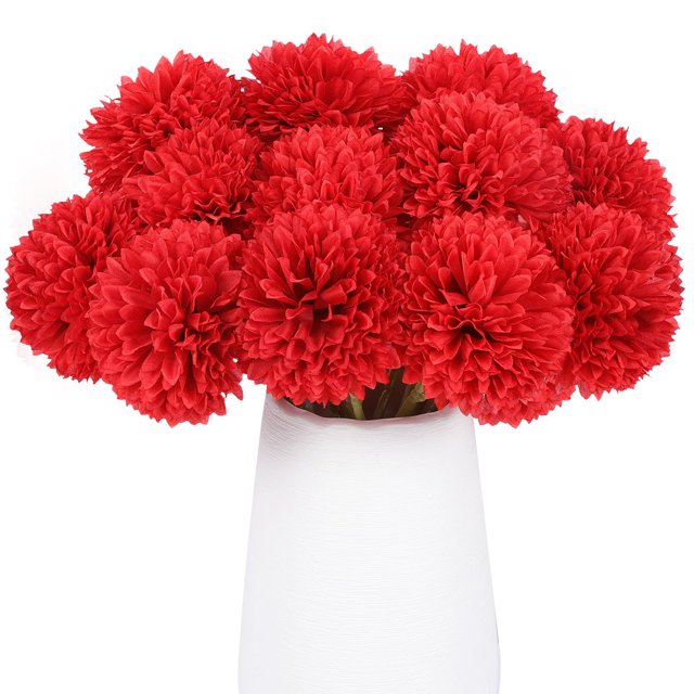 Crisantemos artificiales Rowfad Silk Red (12)
