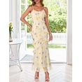 thumbnail image 6 of Merokeety Womens Summer Dresses Floral Spaghetti Deep V Neck Backless Asymmetric Maxi Dress Beige m, 6 of 10
