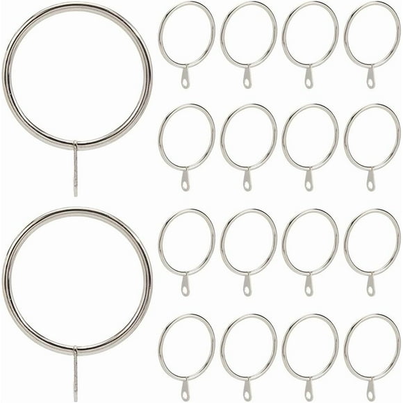 28Pcs Silver Drape Rings Curtain Rings with Eyelets Metal Hanging 1.5 Inch Round Iron Drapery Sliding Hook Rod Ring Accessories for DIY Sliding Window Pinch Brush Pleated Drapes Curtains Rods