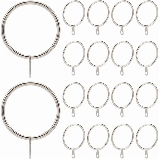 SOFPLATE 28Pcs Silver Drape Rings Curtain Rings with Eyelets Metal Hanging 1.5 Inch Round Iron Drapery Sliding Hook Rod Ring Accessories for DIY Sliding Window Pinch Brush Pleated Drapes Curtains Rods
