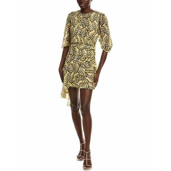 Sandro womens Woven Midi Dress, 42, Yellow