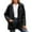 Black, variant on Plus Size Casual Jacket for Women Timeless Solid Color Long Sleeve Outerwear with Front Button Closure and Side Pockets