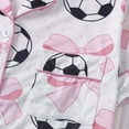 thumbnail image 4 of Wxolcjlv Soccer Ball Bow Print Pajama Set For Women Short Sleeve Notch Collar Sleep Shorts, 4 of 6